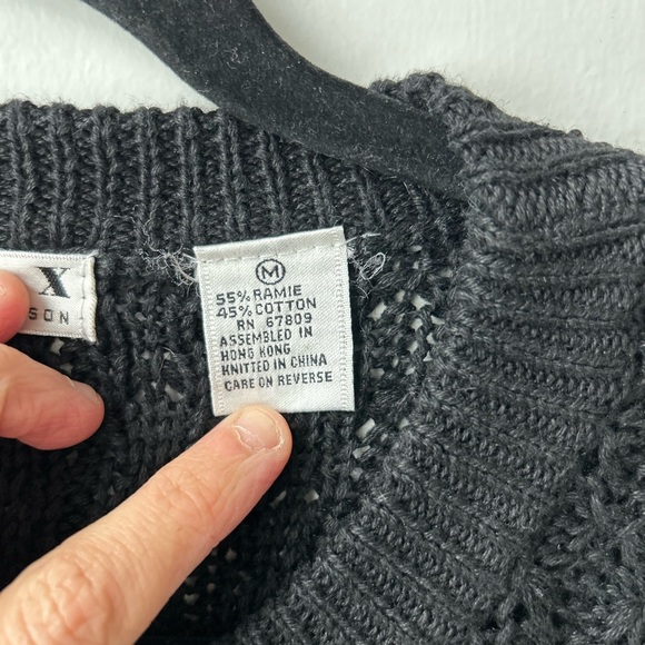 Vintage Fenn Wright Mason Womens Chunky Sweater Large Ramie Cotton black - Picture 7 of 12